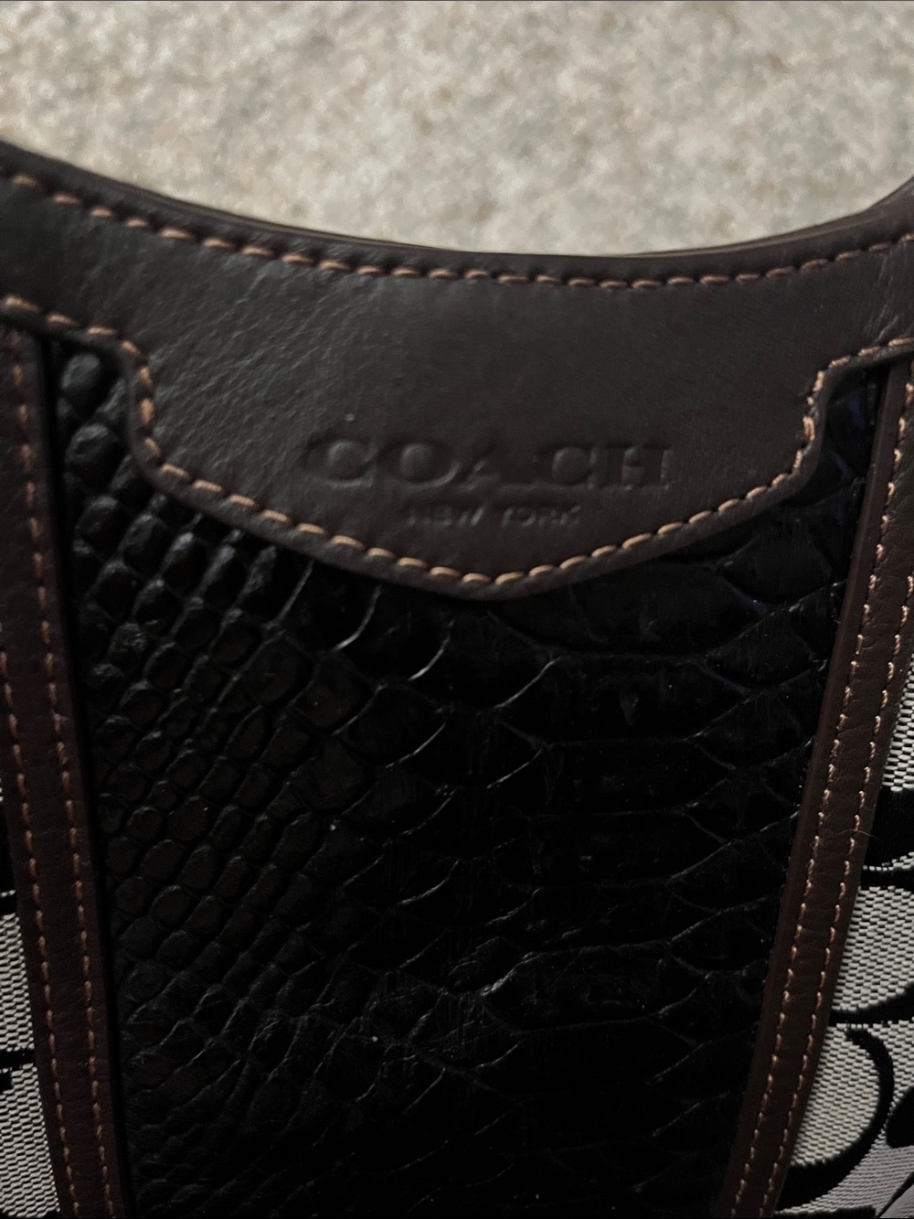 Coach Signature Canvas Python Pattern Shoulder Tote - Picture 2 of 10